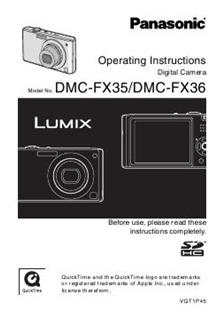 Panasonic Lumix FX36 manual. Camera Instructions.